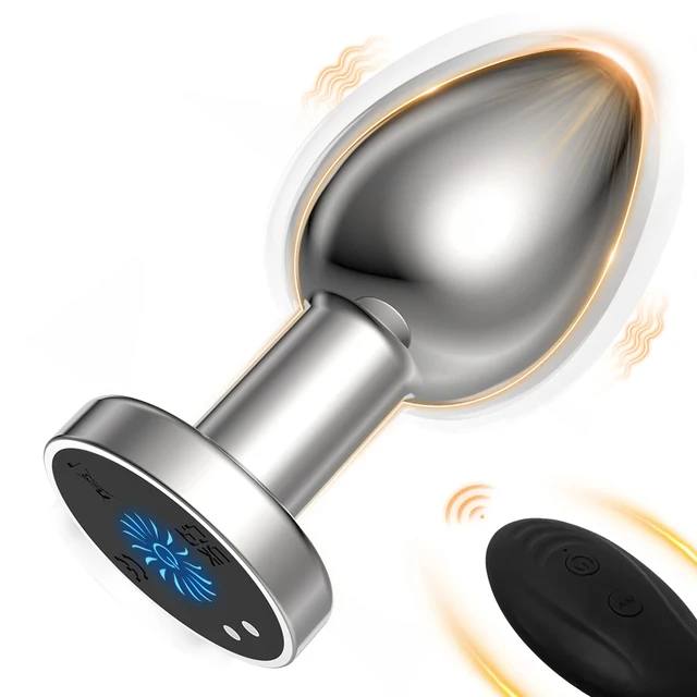 Анальная пробка с вибрацией и пультом (металическая) PREMIUM — изображение 6