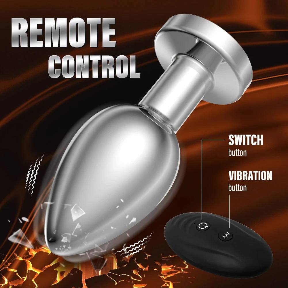 Анальная пробка с вибрацией и пультом (металическая) PREMIUM — изображение 7