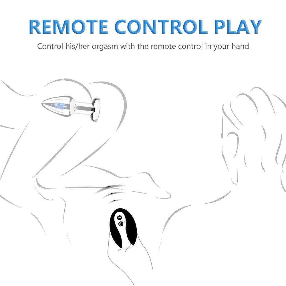 Анальная пробка с вибрацией и пультом (металическая) PREMIUM — изображение 9