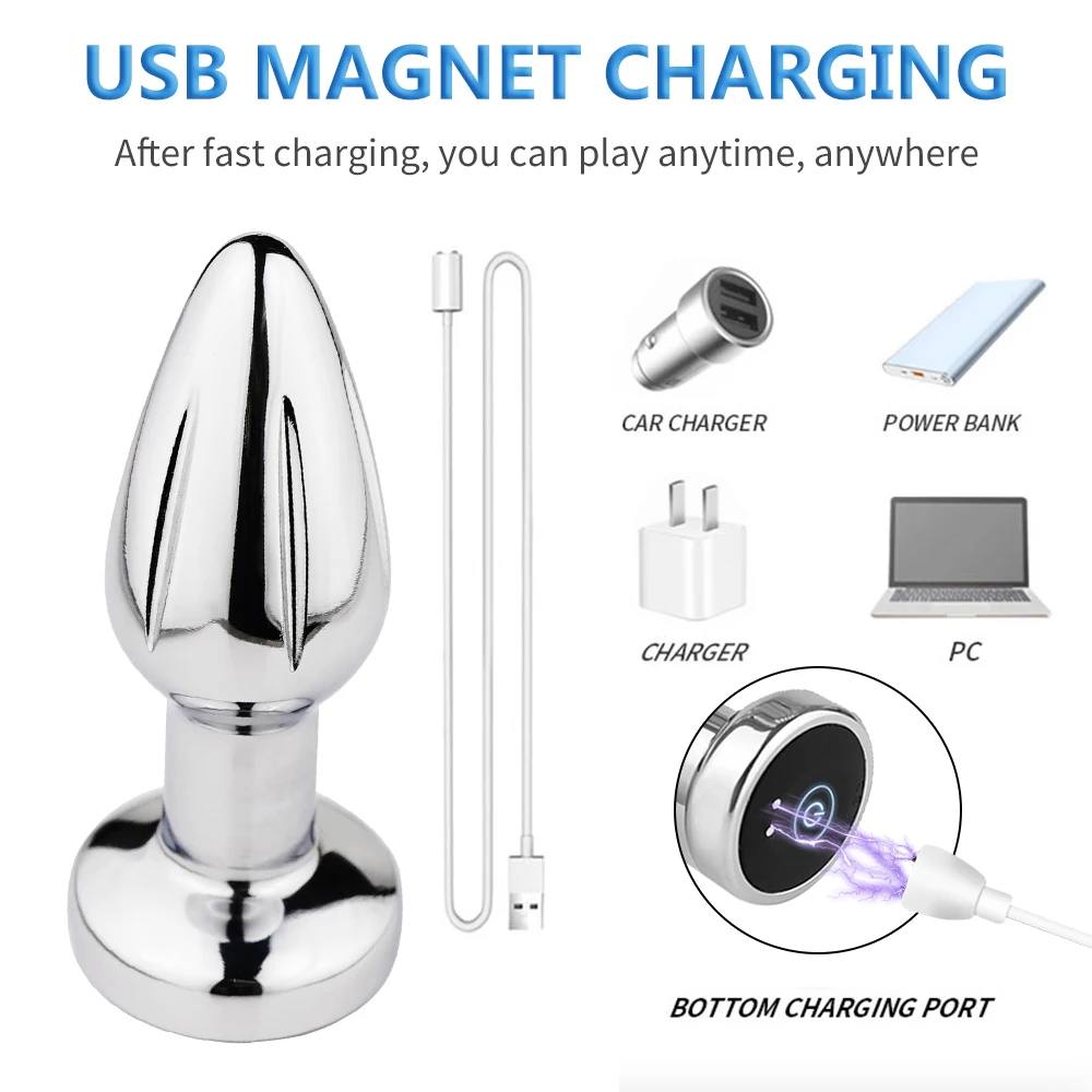 Анальная пробка с вибрацией и пультом (металическая) PREMIUM — изображение 10