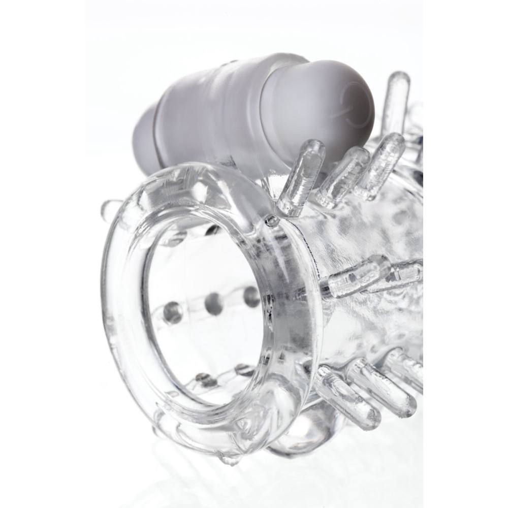 Прозрачная насадка на пенис с вибрацией и рельефом (10+2 см) — изображение 4